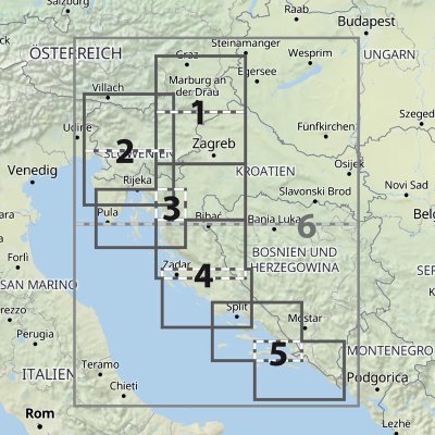 Blattschnitt Folymaps Motorradkarten Kroatien Küste & Slowenien