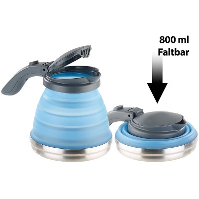 Faltbarer Camping-Wasserkessel 800 ml Silikon mit Edelstahlboden
