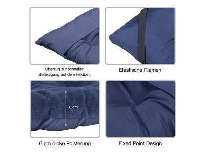 Klappbares Feldbett mit Auflage im Mini-Packmaß