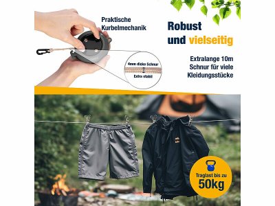 Ausziehbare Camping-Wäscheleine Details