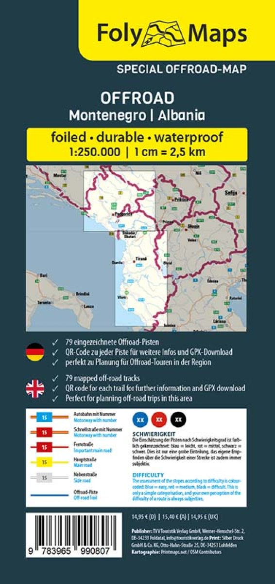 FOLYMAPS SPEZIALKARTE Offroad Montenegro Albanien