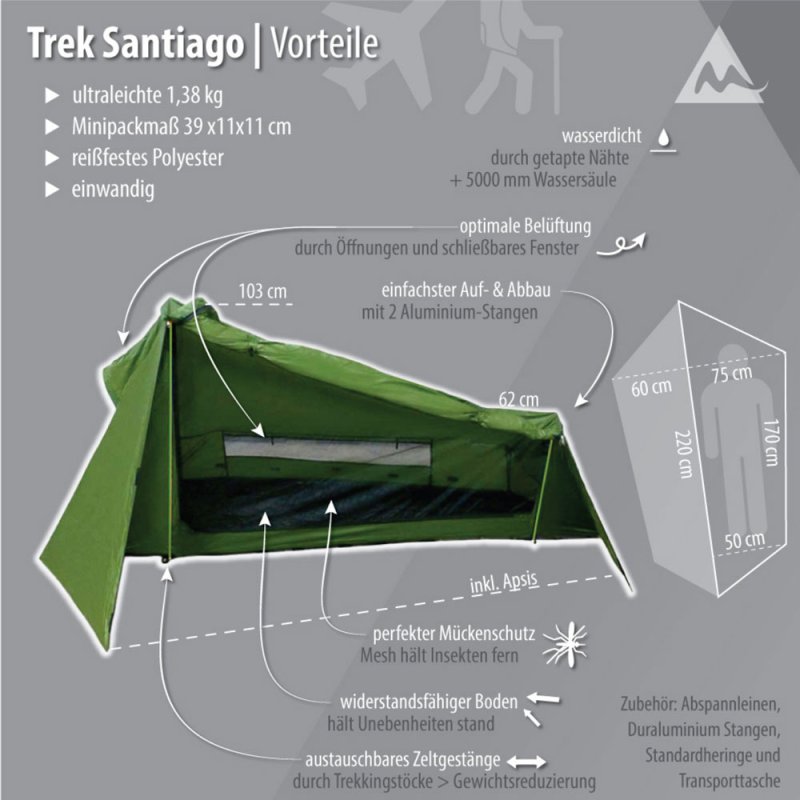 Trek Santiago Leichtzelt für 1 Person