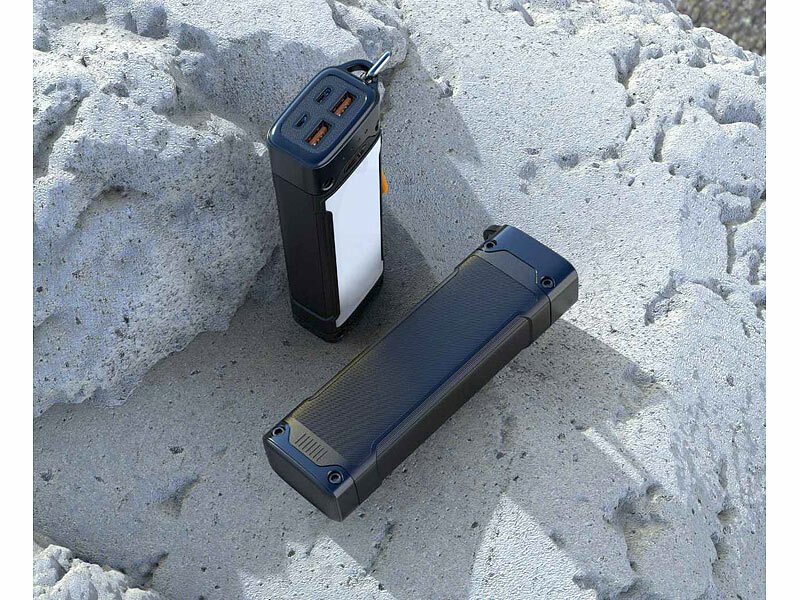 Solar-POutdoor-Powerbank 20 Ah USB-C LED-Lichtowerbank 20 Ah QI USB-C SOS-Licht